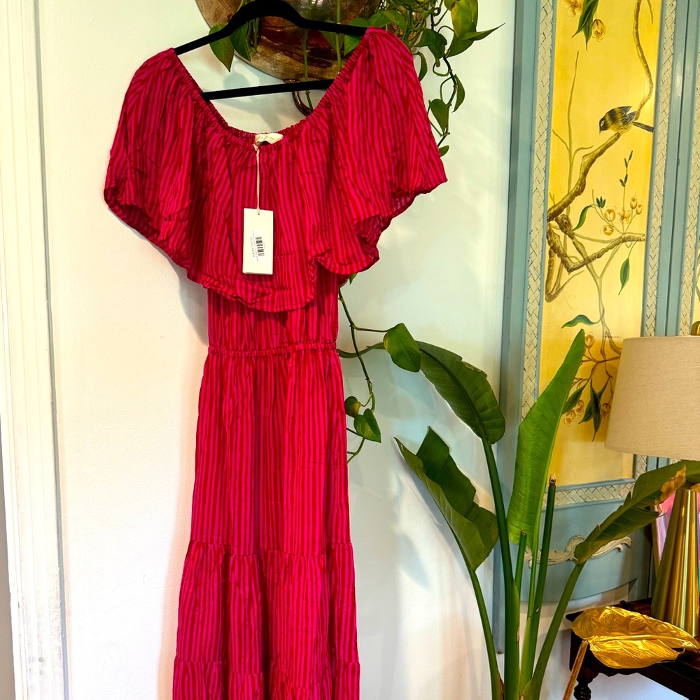 Natalie Martin, *NEW W/Tag - Naomi dress painted stripe fuchsia small